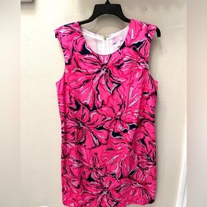Lilly Pulitzer Vibrant Pink and Navy Floral Midi Dress